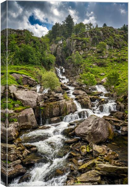 Ogwen Valley Waterfall Snowdonia  Canvas Print by Adrian Evans