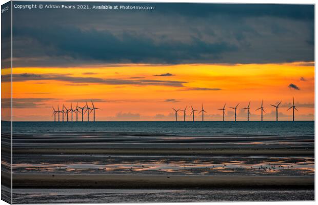 Seascape Sunset Wales Canvas Print by Adrian Evans