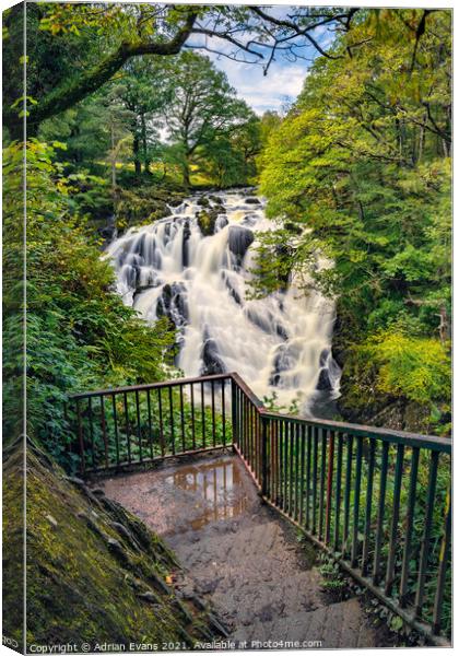Swallow Falls Snowdonia Wales Canvas Print by Adrian Evans