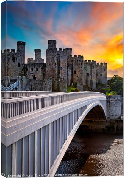 Conwy Castle Wales Canvas Print by Adrian Evans