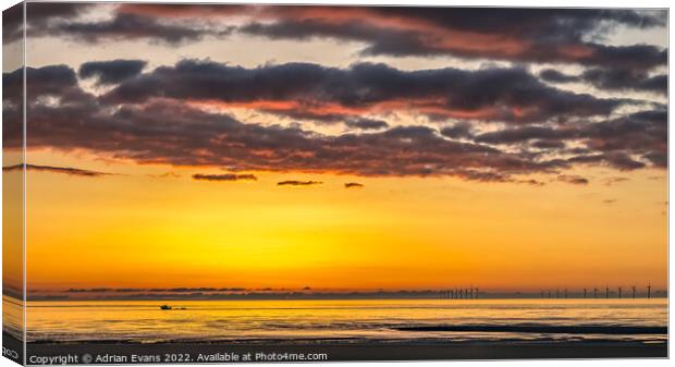 Rhyl Seascape Sunset Canvas Print by Adrian Evans