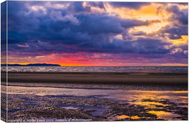 Sunset Welsh Coast Canvas Print by Adrian Evans