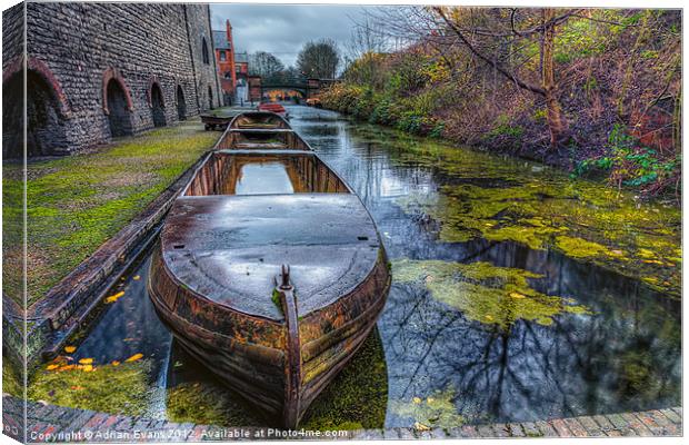 Canal Boat Canvas Print by Adrian Evans