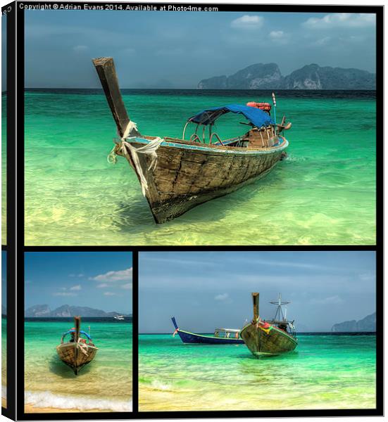 Longtail Boats Thailand  Canvas Print by Adrian Evans