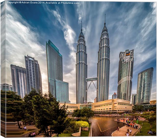 Twin Towers Kuala Lumpur  Canvas Print by Adrian Evans
