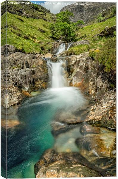 Watkin Path Waterfall Snowdonia Wales Canvas Print by Adrian Evans