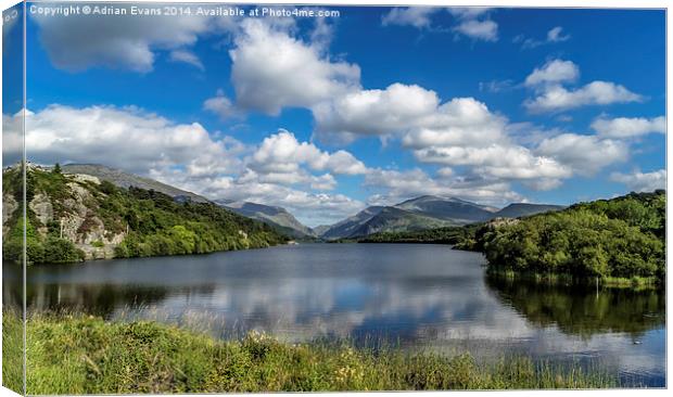 Snowdon And Padarn Lake Llanberis Canvas Print by Adrian Evans