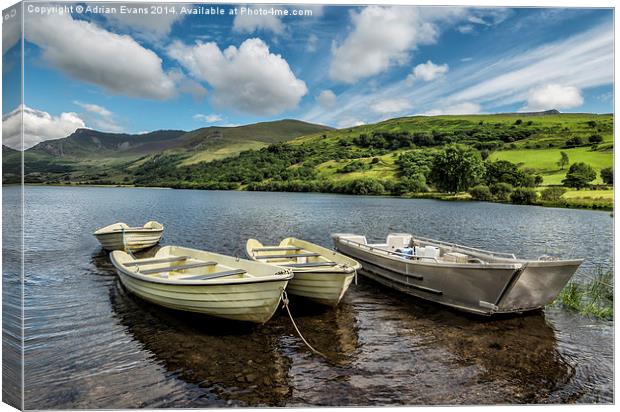 Nantlle Uchaf Boats Wales Canvas Print by Adrian Evans