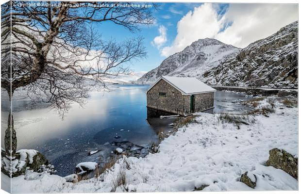 Ogwen Boat House Snowdonia  Canvas Print by Adrian Evans
