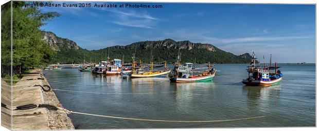 Fishing Harbour Thailand Canvas Print by Adrian Evans