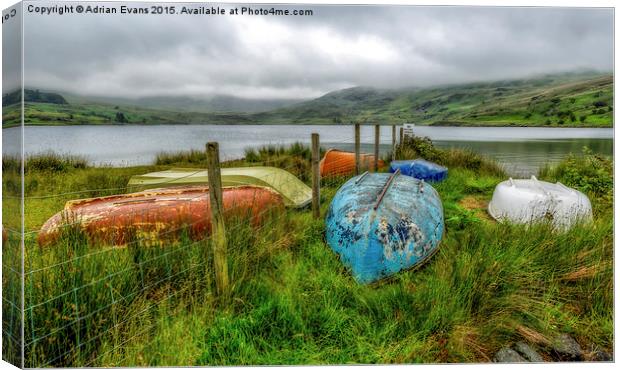 Cwmystradllyn Boats Canvas Print by Adrian Evans