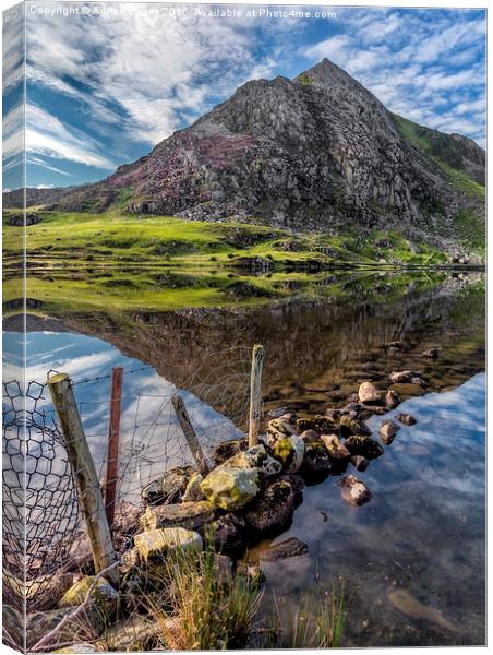 Tryfan Reflections Canvas Print by Adrian Evans