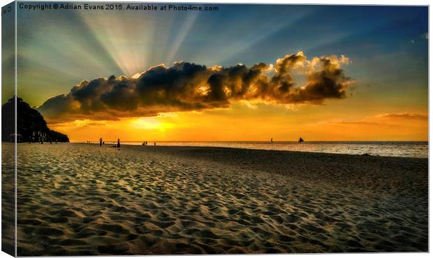 Sunset Puka Beach Boracay Philippines Canvas Print by Adrian Evans