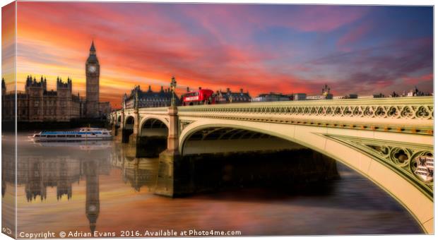 London City Sunset Canvas Print by Adrian Evans