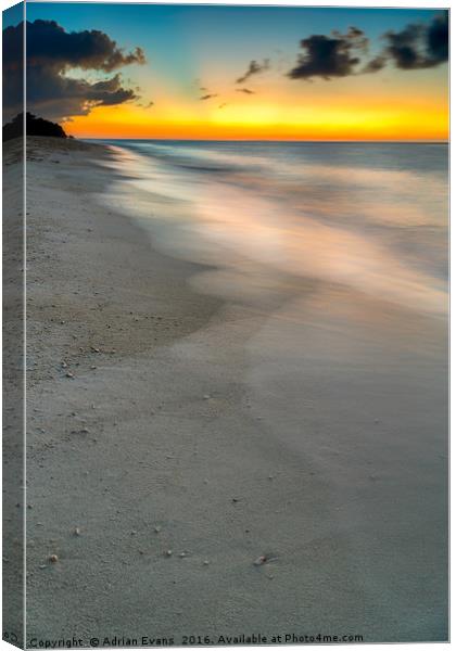 Beach Sunset Canvas Print by Adrian Evans