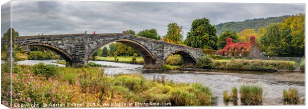 Pont Fawr Bridge Llanrwst Canvas Print by Adrian Evans