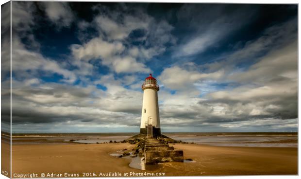 Talacre Lighthouse Wales  Canvas Print by Adrian Evans