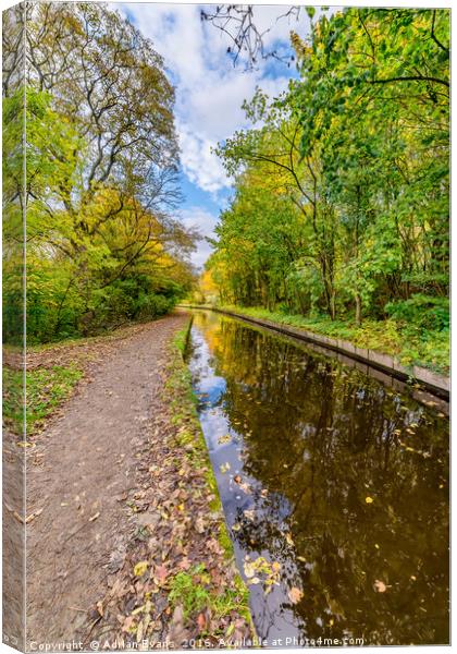 Llangollen Canal Autumn Reflection Canvas Print by Adrian Evans