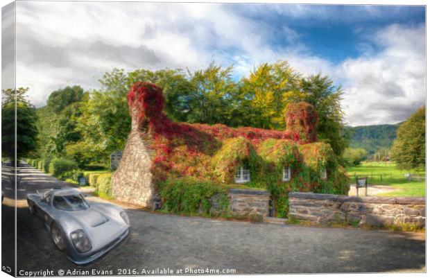 Old And New Llanrwst Cottage Canvas Print by Adrian Evans