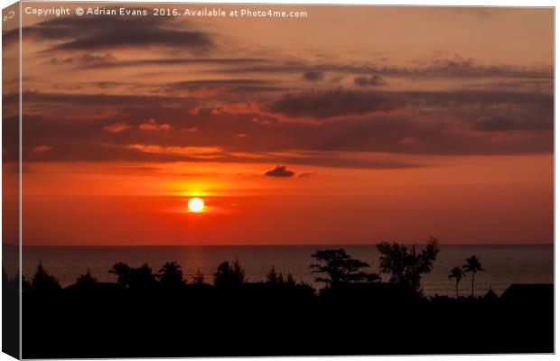 Sunset Silhouette Canvas Print by Adrian Evans