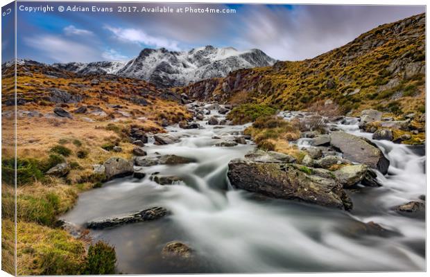 Mountain River Snowdonia  Canvas Print by Adrian Evans