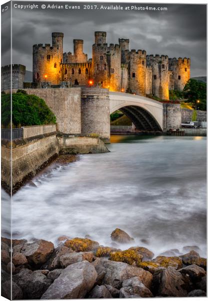 Conwy Castle At Night Canvas Print by Adrian Evans