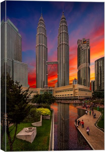 Petronas Towers Sunset Kuala Lumpur Canvas Print by Adrian Evans