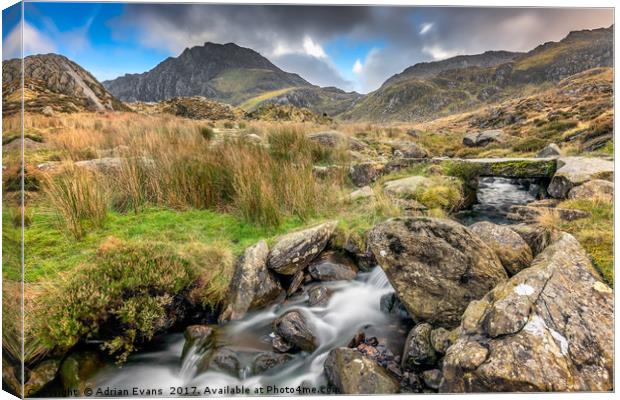 Foot Bridge To Snowdonia Canvas Print by Adrian Evans