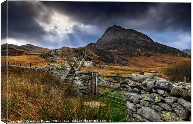 East Face Tryfan Snowdonia Canvas Print by Adrian Evans