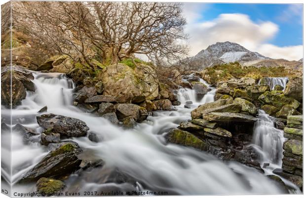 Tryfan Mountain Rapids Canvas Print by Adrian Evans