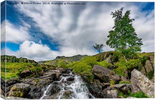 Cwm Idwal Rapids Snowdonia Canvas Print by Adrian Evans