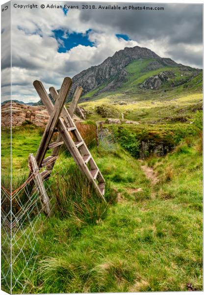 Stile To Tryfan Mountain Canvas Print by Adrian Evans