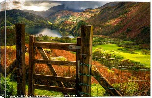 Nant Gwynant Gate Snowdonia Canvas Print by Adrian Evans