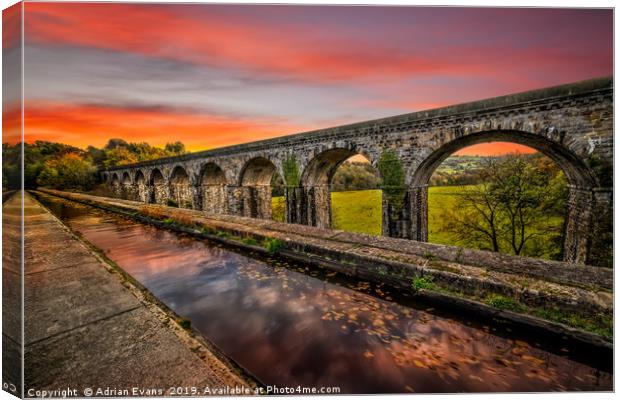 Chirk Aqueduct Sunset Canvas Print by Adrian Evans