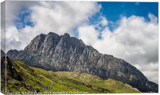 Tryfan mountain East Face Snowdonia Canvas Print by Adrian Evans
