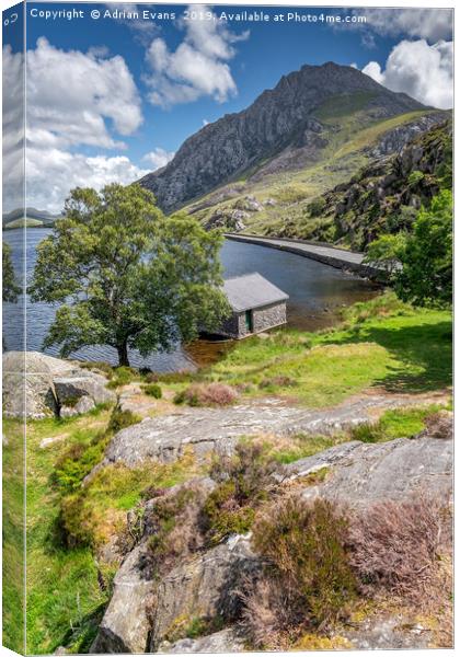 Lake Ogwen and Tryfan Mountain Canvas Print by Adrian Evans