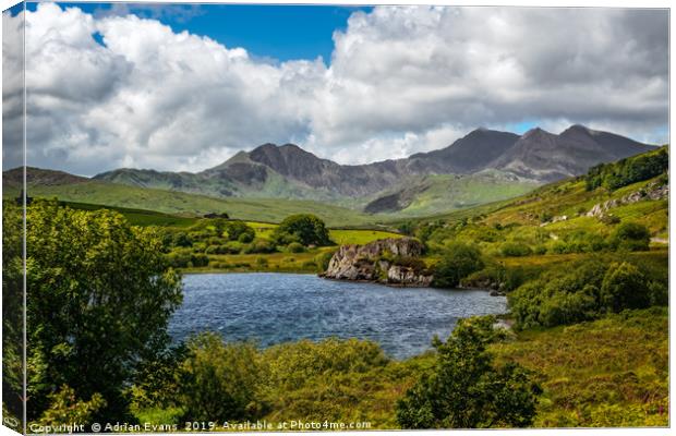 Snowdon Lake Landscape Canvas Print by Adrian Evans