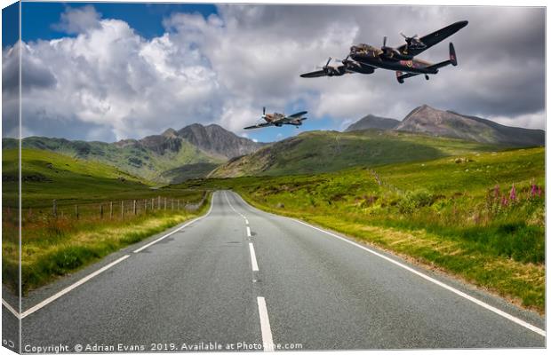 Lancaster in Snowdonia Canvas Print by Adrian Evans
