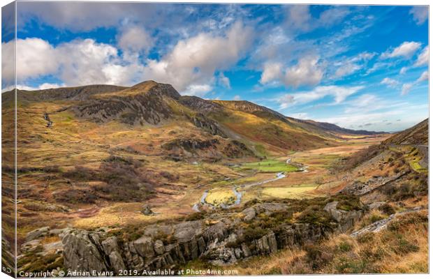 Nant Ffrancon Valley Wales Canvas Print by Adrian Evans