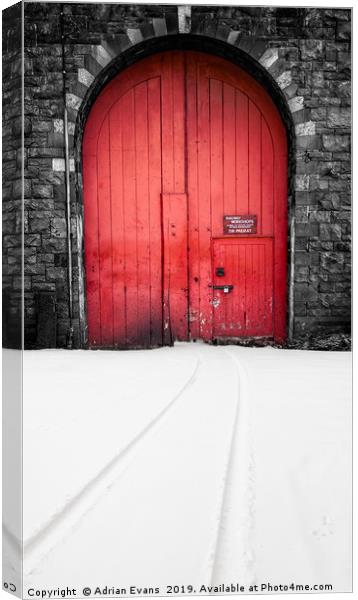 Red Railway Gate Canvas Print by Adrian Evans