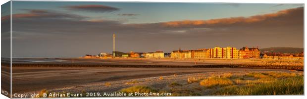Sunny Rhyl Sunset Panorama Canvas Print by Adrian Evans