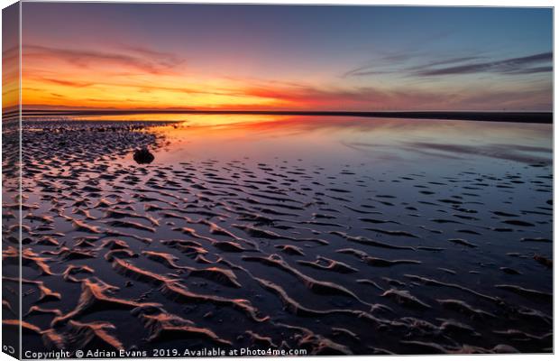 Sunset Seascape Wales Canvas Print by Adrian Evans
