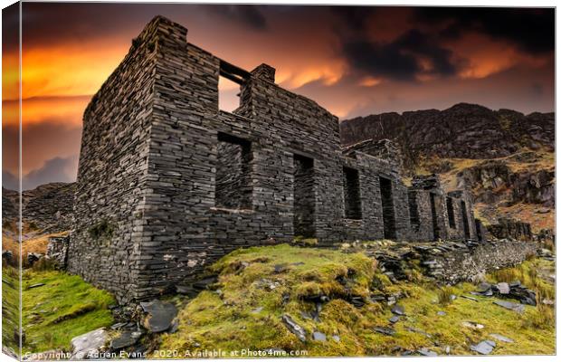 Cwmorthin Slate Ruin Blaenau Ffestiniog Canvas Print by Adrian Evans