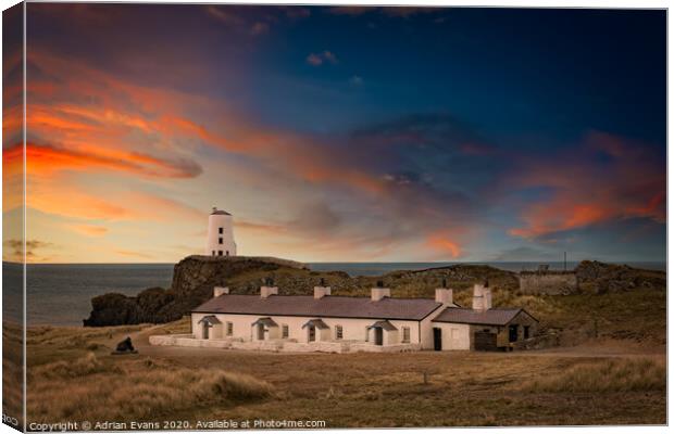 Llanddwyn Island Beacon Anglesey Wales Canvas Print by Adrian Evans