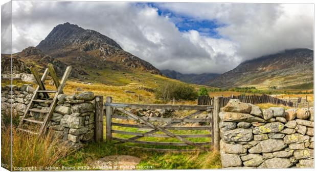 Gates to Tryfan East Snowdonia Canvas Print by Adrian Evans