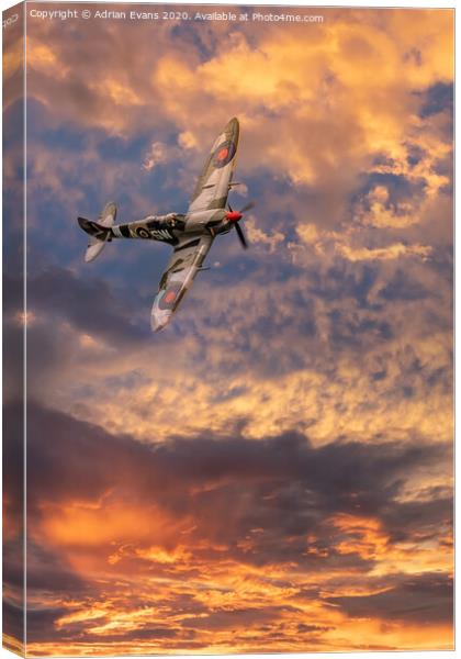 Supermarine Spitfire Canvas Print by Adrian Evans