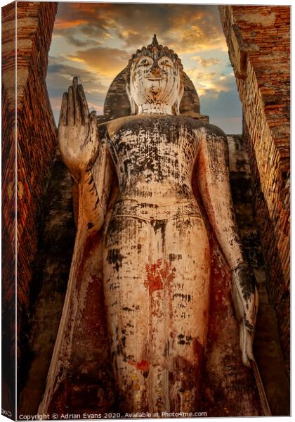 Phra Attharot Sukhothai Historical Park Thailand Canvas Print by Adrian Evans