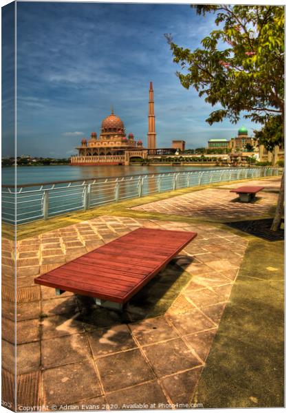 Putra Mosque and Lake Malaysia Canvas Print by Adrian Evans