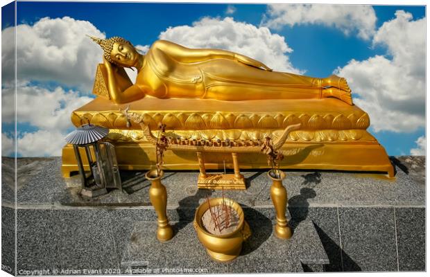 Golden Temple Buddha Thailand Canvas Print by Adrian Evans