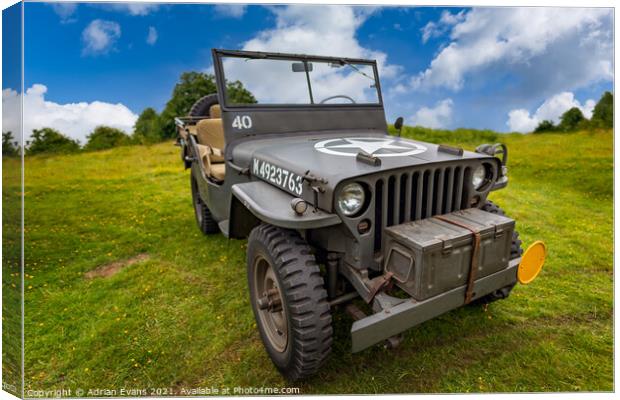 Willys Military Jeep Canvas Print by Adrian Evans